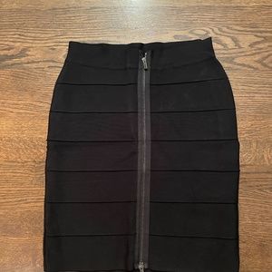 BCBG MaxAzria Black Power Skirt with Front Zipper